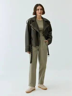 Укороченные брюки SELA из твила, хаки, арт. 41370