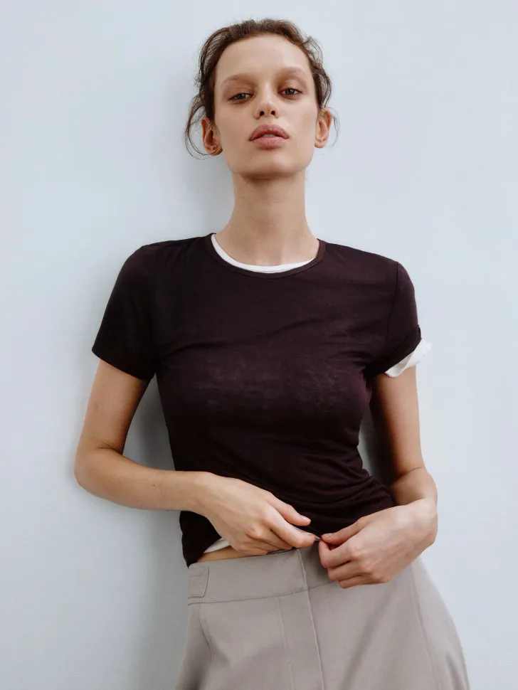 Футболка из модала и кашемира, бордовый, арт. 4139