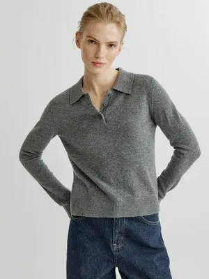 Джемпер-поло SELA из 100% шерсти, серый, арт. 41400