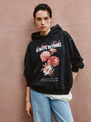 Худи SELA оверсайз с принтом, серый, арт. 41428