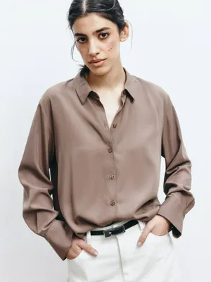 Рубашка SELA из смесового модала премиум качества, коричневый, арт. 41439