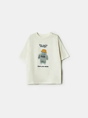 Футболка оверсайз Sela с принтом, бежевый, арт. 41444