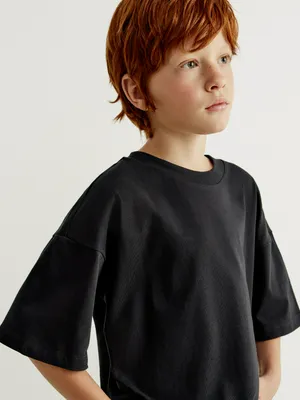 Футболка Sela Базовая Оверсайз Детская, черный, арт. 41445