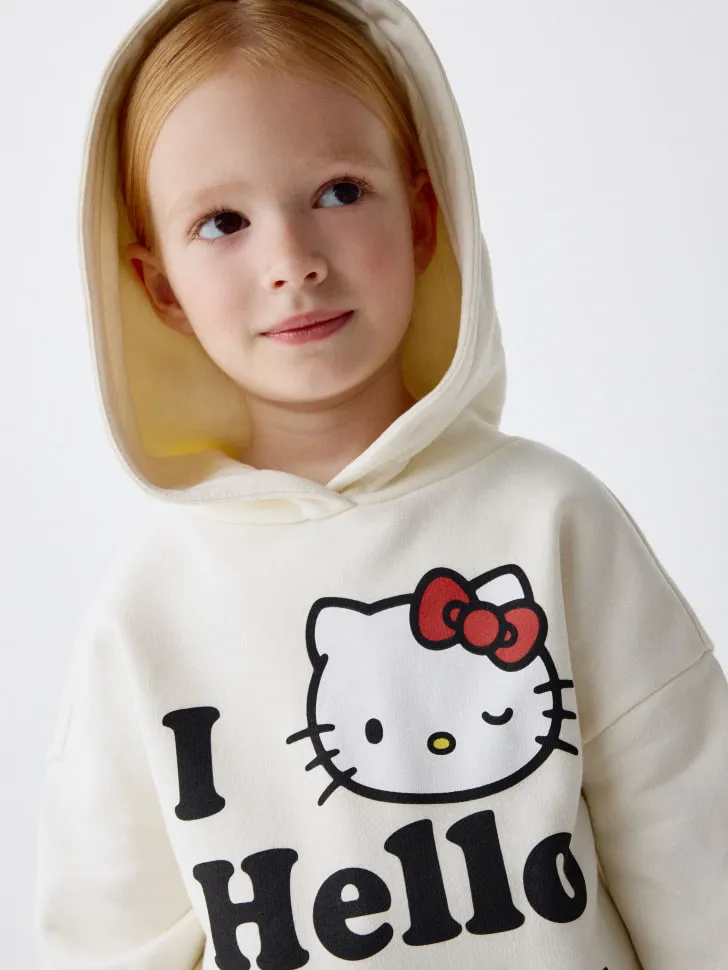 Худи с принтом Hello Kitty для девочек, бежевый, арт. 4145