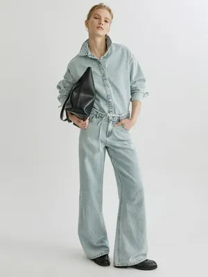 Широкие джинсы с низкой посадкой Sela, голубой, арт. 41450