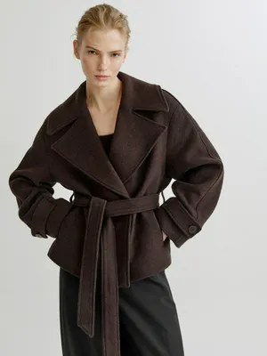 Полупальто SELA оверсайз, коричневый, арт. 41451