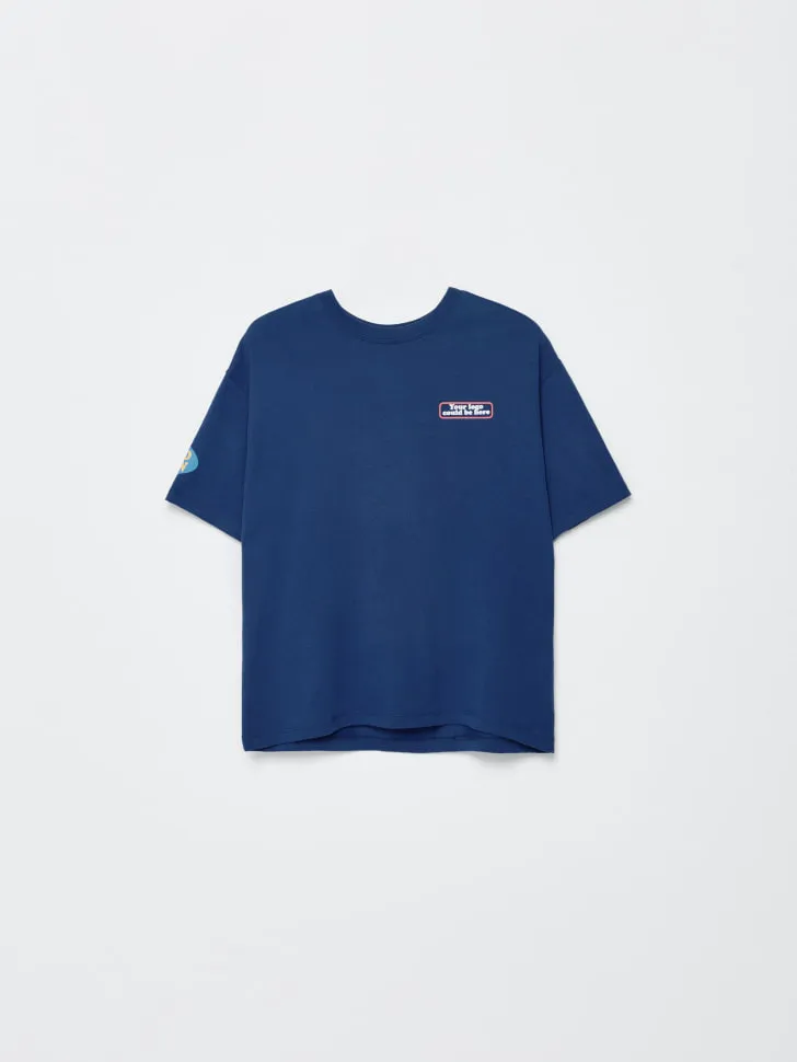 Футболка оверсайз с принтом детская, синий, арт. 4150