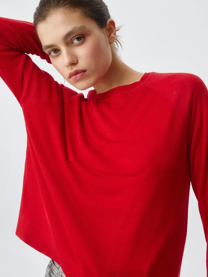 Вязаный джемпер, красный, арт. 4152