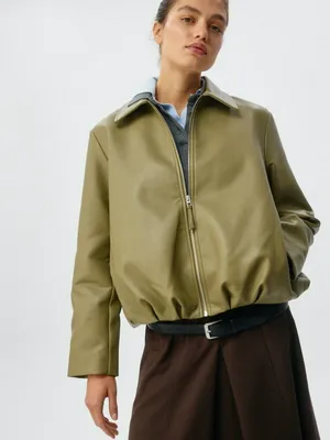 Куртка из экокожи, хаки, арт. 4154