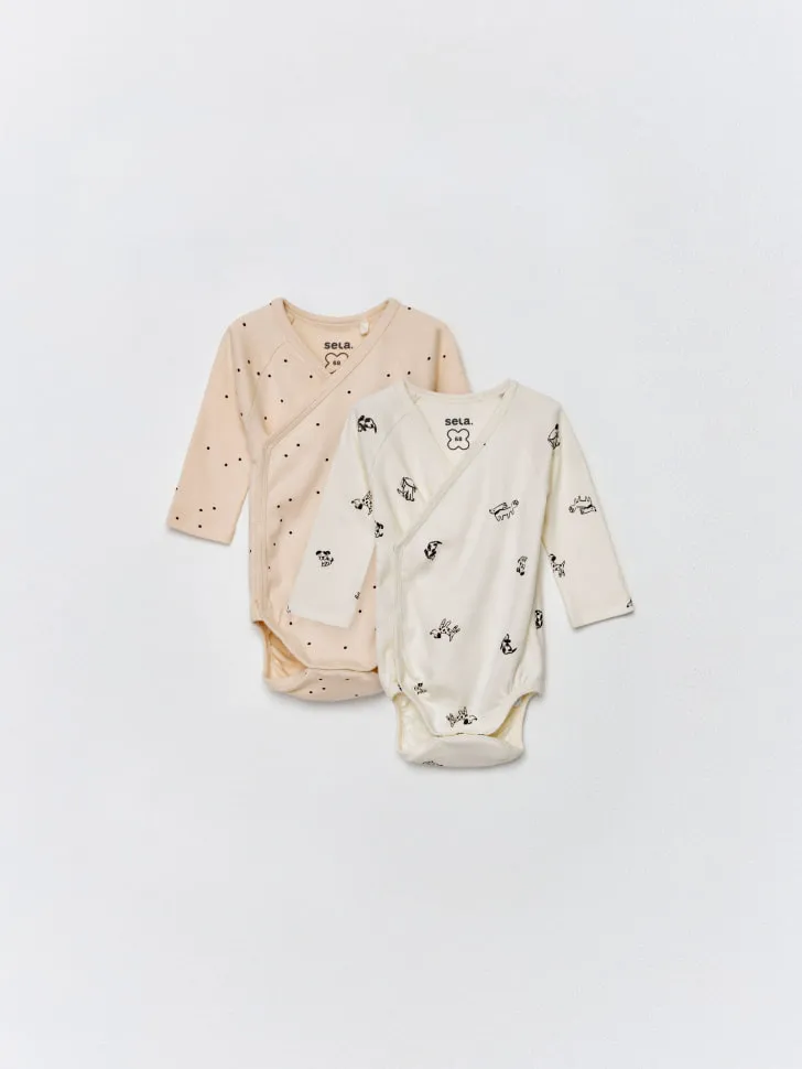 Набор из 2 боди с длинным рукавом для малышей, разноцветный, арт. 4158