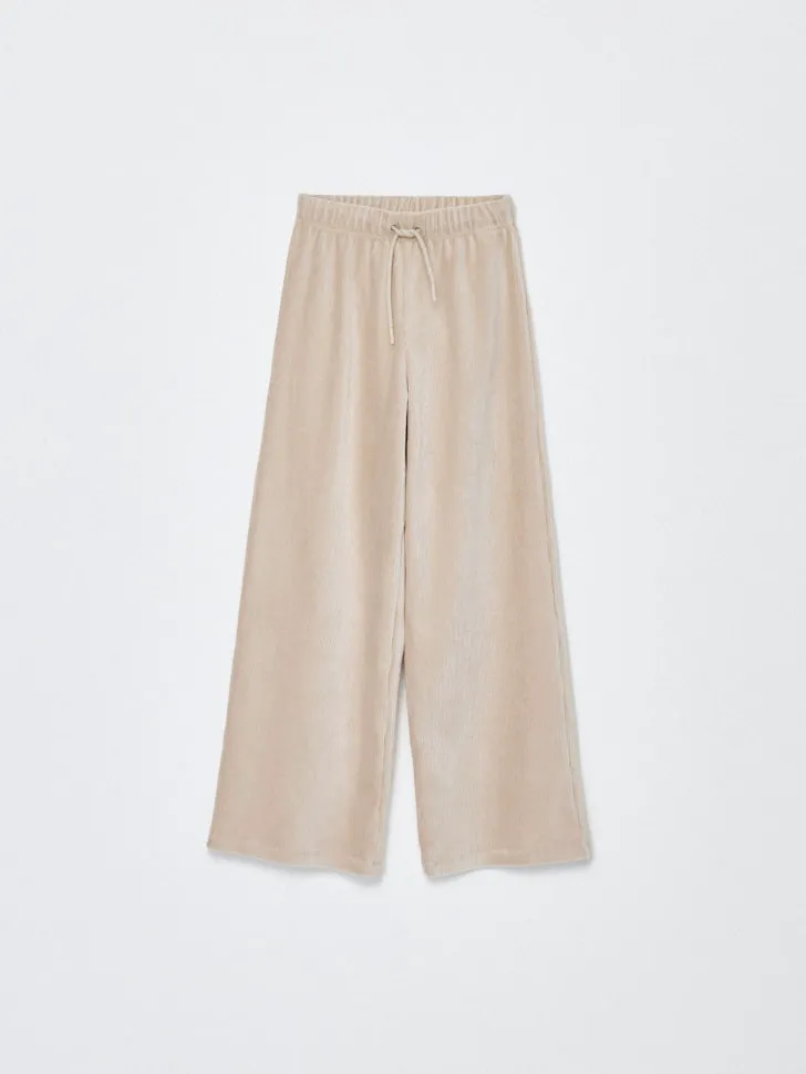 Широкие вельветовые брюки для девочек, бежевый, арт. 4166