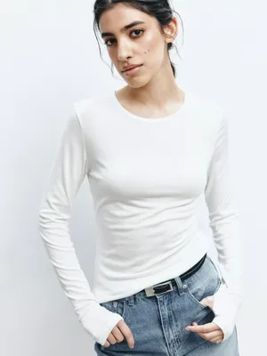 Лонгслив SELA из тенселя и шерсти, белый, арт. 41666