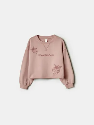 Укороченный свитшот SELA с вышивкой, розовый, арт. 41671