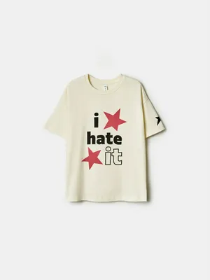 Футболка оверсайз Sela с принтом для девочек, бежевый, арт. 41677