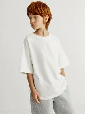 SELA Детская базовая футболка оверсайз, белый, арт. 41680