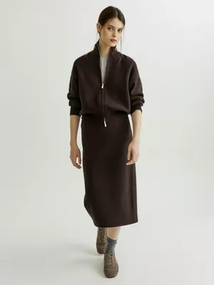 Sela Вязаная юбка миди, коричневый, арт. 41683