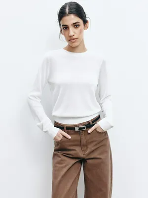 Вязаный джемпер SELA, белый, арт. 41686