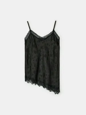 Асимметричный топ Sela из жаккардового сатина, черный, арт. 41690