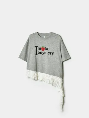 Футболка SELA оверсайз с оборками, серый, арт. 41693