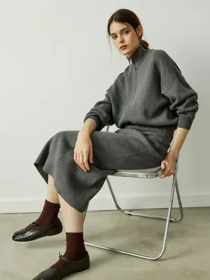 Вязаная юбка миди SELA, серый, арт. 41694