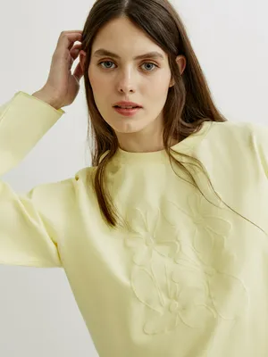 Лонгслив SELA оверсайз с декором, желтый, арт. 41698
