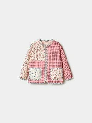 Куртка SELA стеганая в стиле пэчворк для девочек, разноцветный, арт. 41708