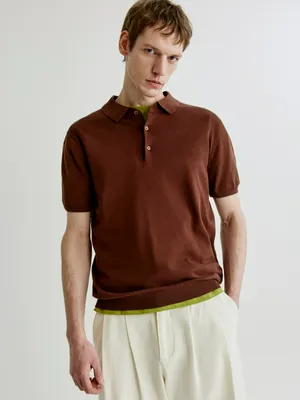 Поло SELA трикотажное с коротким рукавом, коричневый, арт. 41793