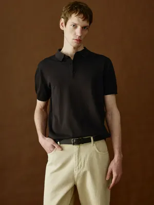 Трикотажное поло SELA, черный, арт. 41819