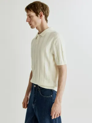 Вязаное поло SELA с коротким рукавом, бежевый, арт. 41826