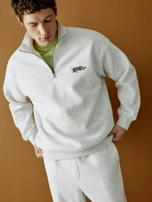 Свитшот SELA оверсайз на молнии, серый, арт. 41834