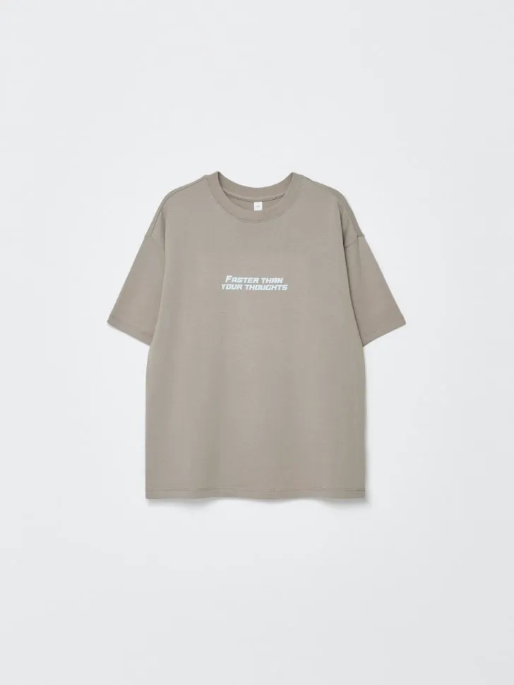 Детская футболка оверсайз с принтом, бежевый, арт. 4185