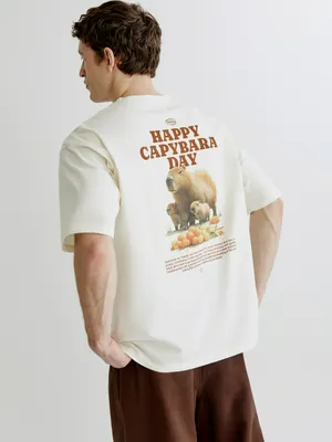 Футболка Oversize Sela с принтом, бежевый, арт. 41857