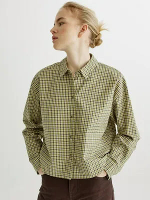 Рубашка Sela укороченная в клетку, красный, арт. 41982