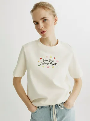 Футболка SELA с объемным принтом, белый, арт. 41985