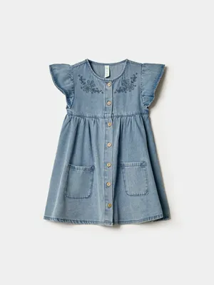 Джинсовое платье SELA для девочек с вышивкой, голубой, арт. 42000