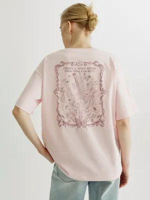 Футболка оверсайз с принтом, белый, арт. 42016