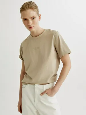 Футболка SELA с текстовым принтом, белый, арт. 42017