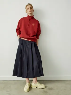 Юбка Sela миди в складку, черный, арт. 42019