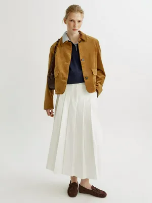 Юбка SELA миди в складку из тенселя, бежевый, арт. 42036