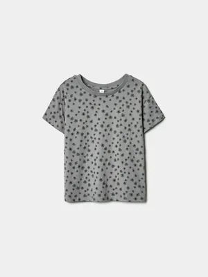 Футболка SELA с принтом для девочек, серый, арт. 42043