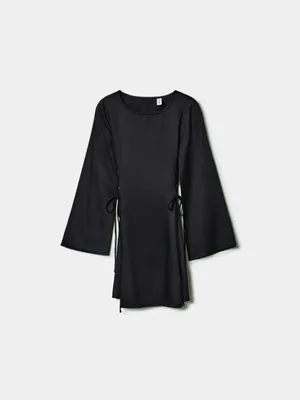 Платье SELA из сатиновой вискозы со шнуровкой, черный, арт. 42201