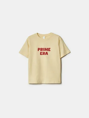 Футболка SELA оверсайз с принтом для мальчиков, бежевый, арт. 42202