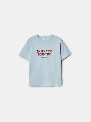 Футболка SELA оверсайз с принтом, голубой, арт. 42209