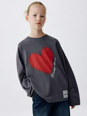 Лонгслив оверсайз с принтом для девочек, арт. 4224