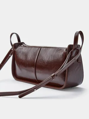 Сумка SELA из лакированной экокожи, коричневый, арт. 42251