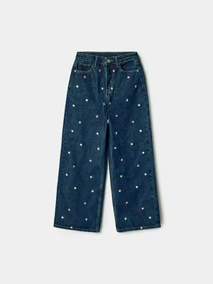 Широкие джинсы Sela с вышивкой, синий, арт. 42254