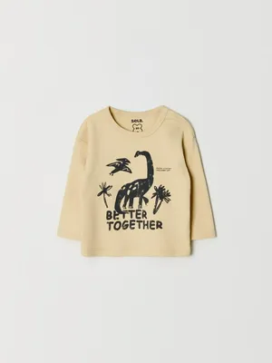 Лонгслив Sela с принтом динозавра для малышей, бежевый, арт. 42277