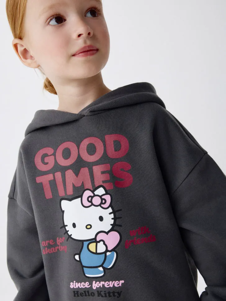 Худи с принтом Hello Kitty для девочек, серый, арт. 4228