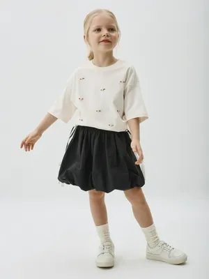 Юбка-баллон Sela с кружевными лампасами для девочек, черный, арт. 42292