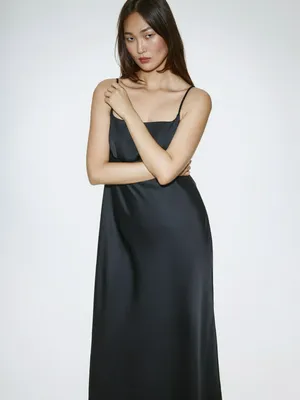 Макси-платье Sela на тонких бретелях, черный, арт. 42300